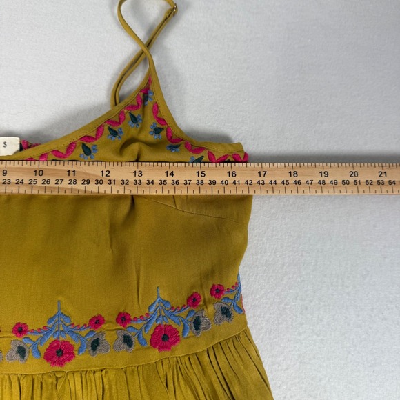 Natural Life Embroidered Strappy Dress Yellow Floral Boho Festival S Beach Vaca - Picture 4 of 6